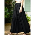 thumbnail image 4 of Cueply Womens Flowy Long Maxi Skirt Pleated Elastic High Waist Drawstring Tiered Skirts with Pockets, 4 of 7