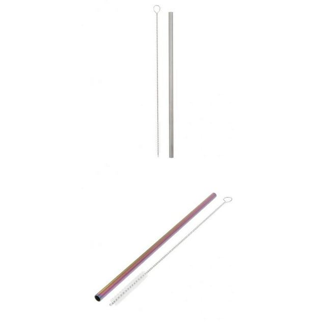 2 Piezas 192 Mm De Largo Pajas De Beber De Con Cepillo De Limpieza Sunnimix bebiendo paja reutilizable