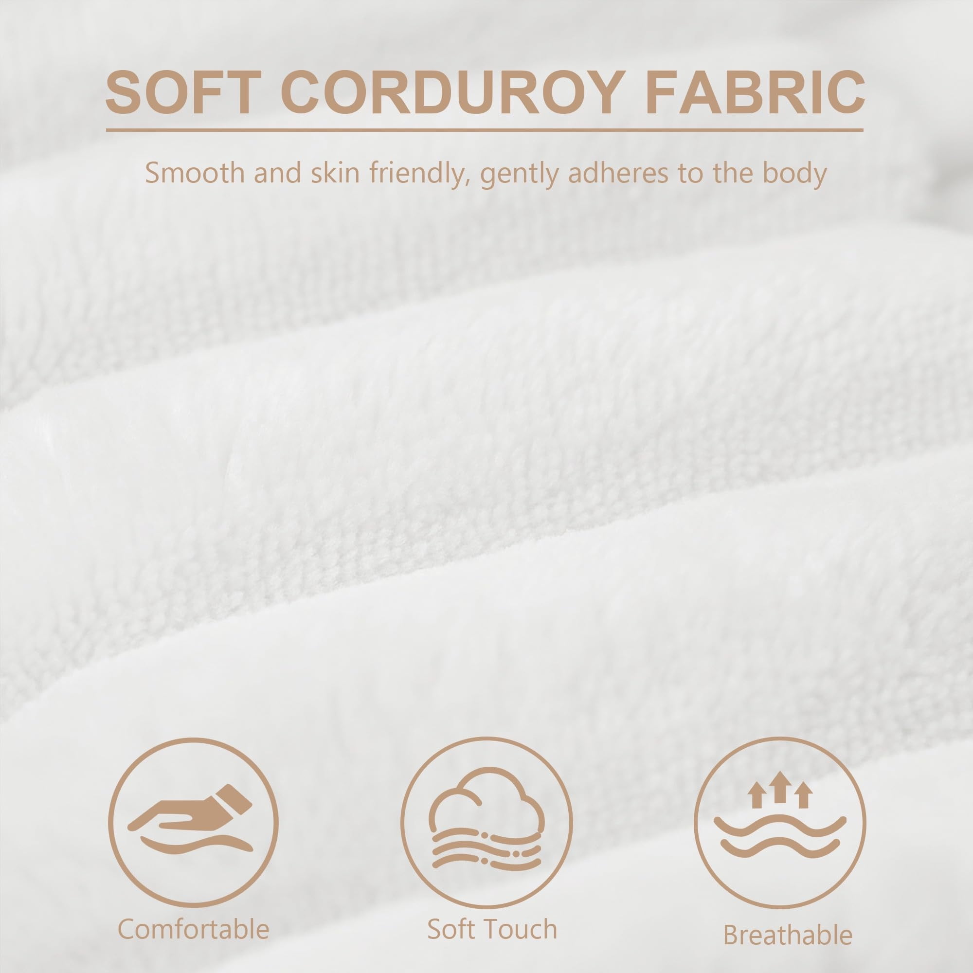 Aukfa 73" Chaise Futon Convertible Sofa Bed Boneless Couch, 2 Pillows&Side Pockets, Queen Size, Corduroy, White