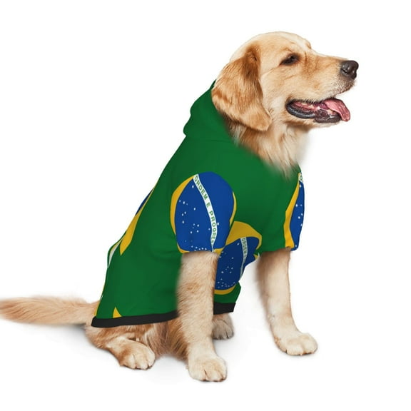 Brazil Flag Dog Hoodie Pet Coat for Medium and Large Dogs Daily Use Small