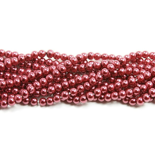 4mm Deep Red Pearlized Glass Beads Jewelry Making