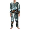 thumbnail image 3 of Naloa Turtle In Jungle Waterfall Men’s Pajamas Set - Long Sleeve Button Down Sleep Shirt and Pajama Bottoms Sleepwear Set-Medium, 3 of 7