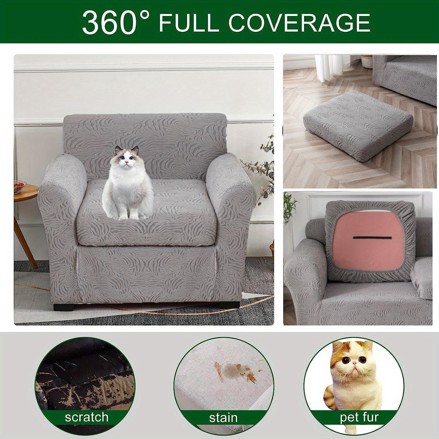 Elastic Stretch Sofa Cover, Machine-Washable Pet-Proof Furniture Protector, Suitable for 1/2/3-Seater Living Room Sofas with Removable Cushions