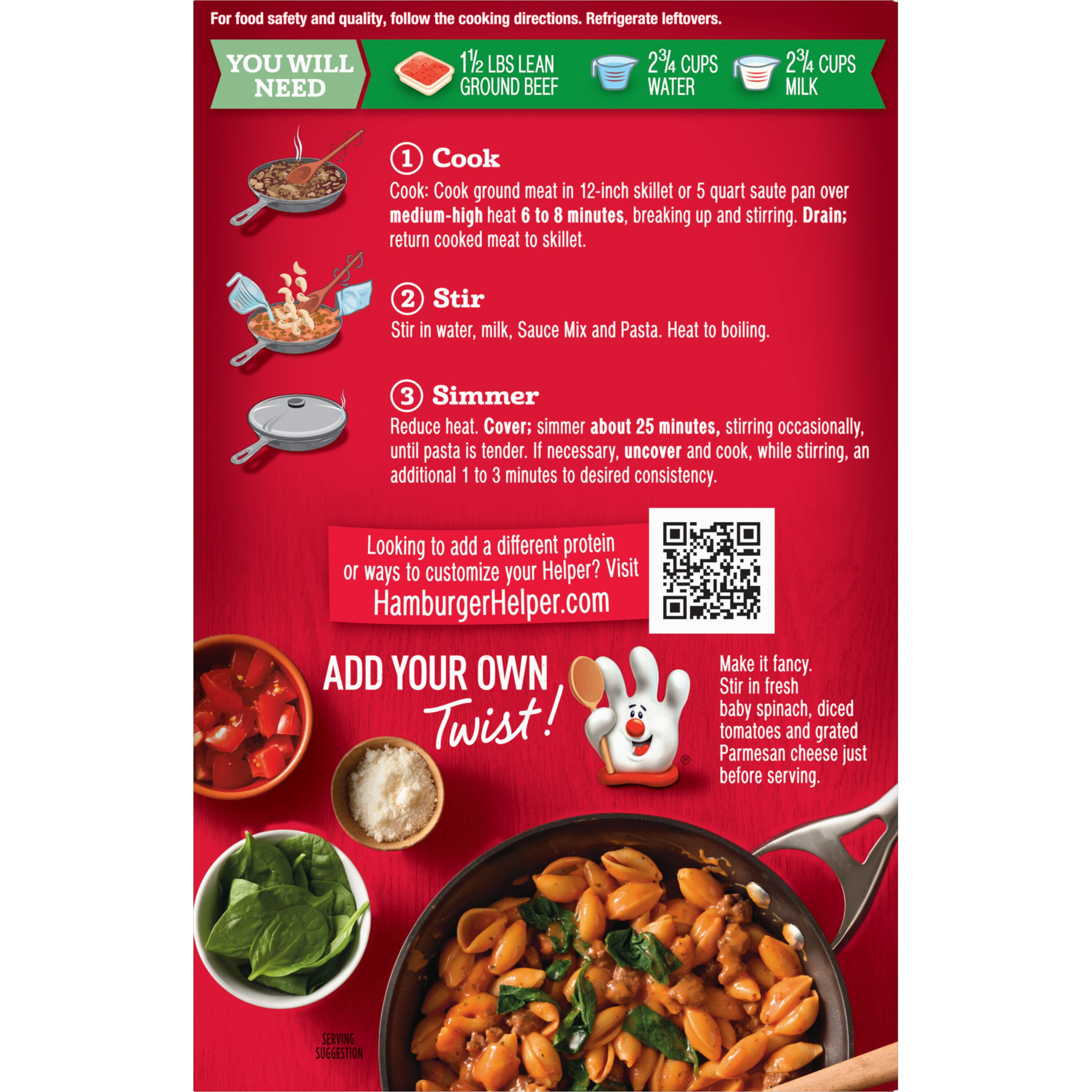 (6 pack) Hamburger Helper Pasta Cheesy Italian Shells Value Size, 9.9 Ounces Box.