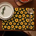 thumbnail image 5 of Vintage Sunflower Placemats Set of 4, Machine Washable Heat Resistant Linen Table Mats with Rustic Boho Floral Design Featuring Bees, Butterflies, and Yellow Blooms for Farmhouse Decor, 5 of 6