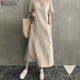 thumbnail image 1 of ZANZEA 2023 Women Long Maxi Summer Dress Casual Cotton Linen Ladies Big Pockets Beach Party Robe Femme VestidosM&China Gao Jinjia LED, 1 of 2