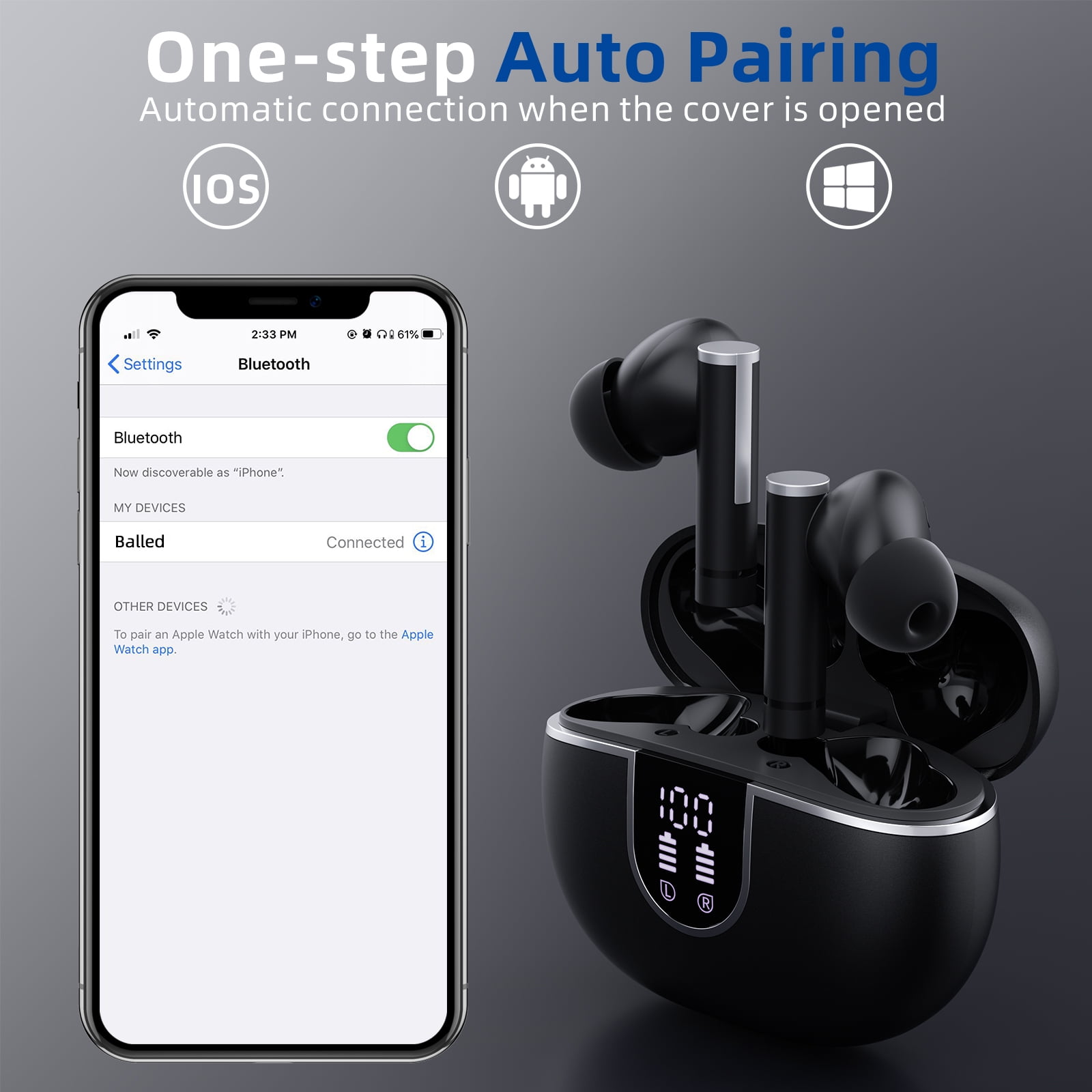 Weofly Balled Wireless Earbuds, in Ear Bluetooth Headphones for iPhone Android Waterproof Ear Buds
