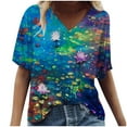 thumbnail image 2 of DPTALR Plus Size Women Short Sleeve Printed V-Neck Tops Tee T-Shirt Blouse, 2 of 4