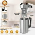 thumbnail image 5 of Máquina para hacer leche de nueces Crayton con colador incorporado, máquina para hacer leche de almendras de acero inoxidable de 51 oz/1,5 l para leches de soja, almendras, avena, anacardos y más, mul, 5 of 5