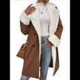 thumbnail image 1 of Abrigos de Invierno de Larga con Solapa Forrada para Mujer, Chaqueta Larga y Cálida con Doble Botonadura, Abrigo de Felpa. Marrón Oscuro XL, 1 of 7