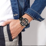 VAVA VOOM Pilot Calendar Quartz Men Wristwatch Chronograph Fashion Casual Watch Brand Aircraft Sports Military Army Brown Leather Watches