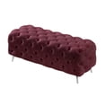 thumbnail image 2 of 51 Inch Velvet Upholstered Ottoman Bench with Metal Legs, Modern Button-Tufted Bench Chair with Padded Seat Cushion for Living Room Bedroom, Easy Assembly, Red, 2 of 7
