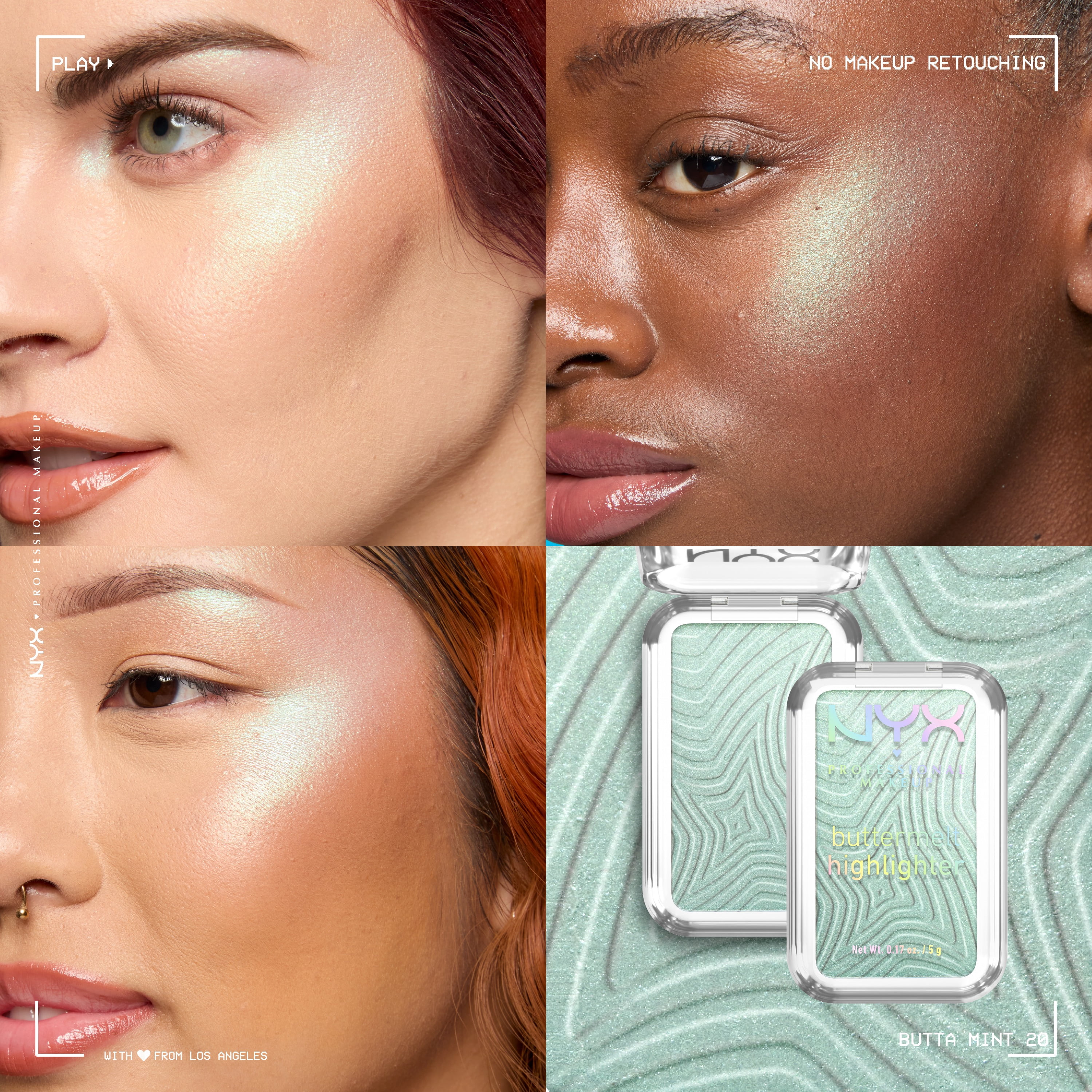 NYX Professional Makeup Buttermelt Powder Highlighter, 12H Wear, Butta Mint 20