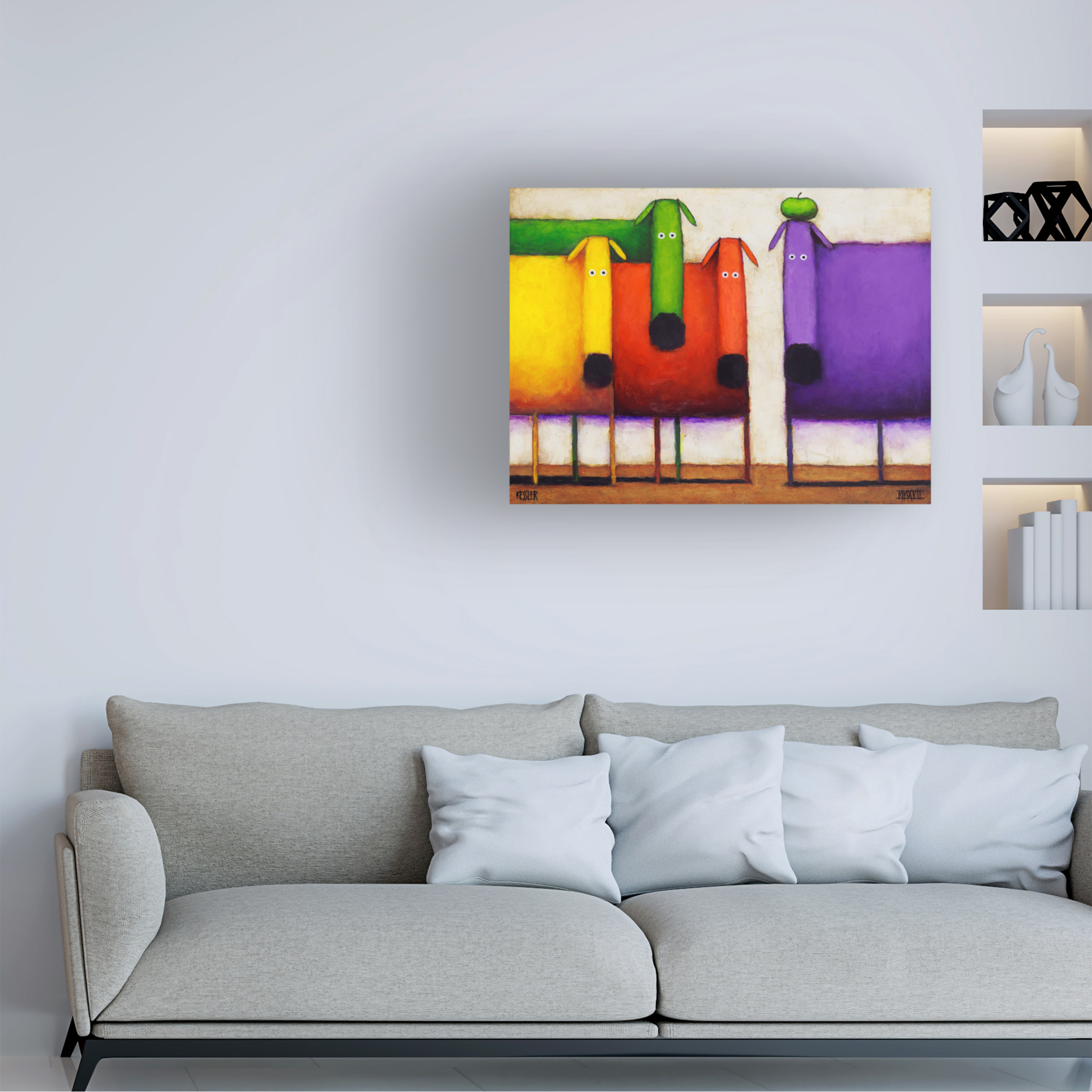 Trademark Fine Art Daniel Patrick Kessler Rainbow Dogs Canvas Wall Art - 35x47