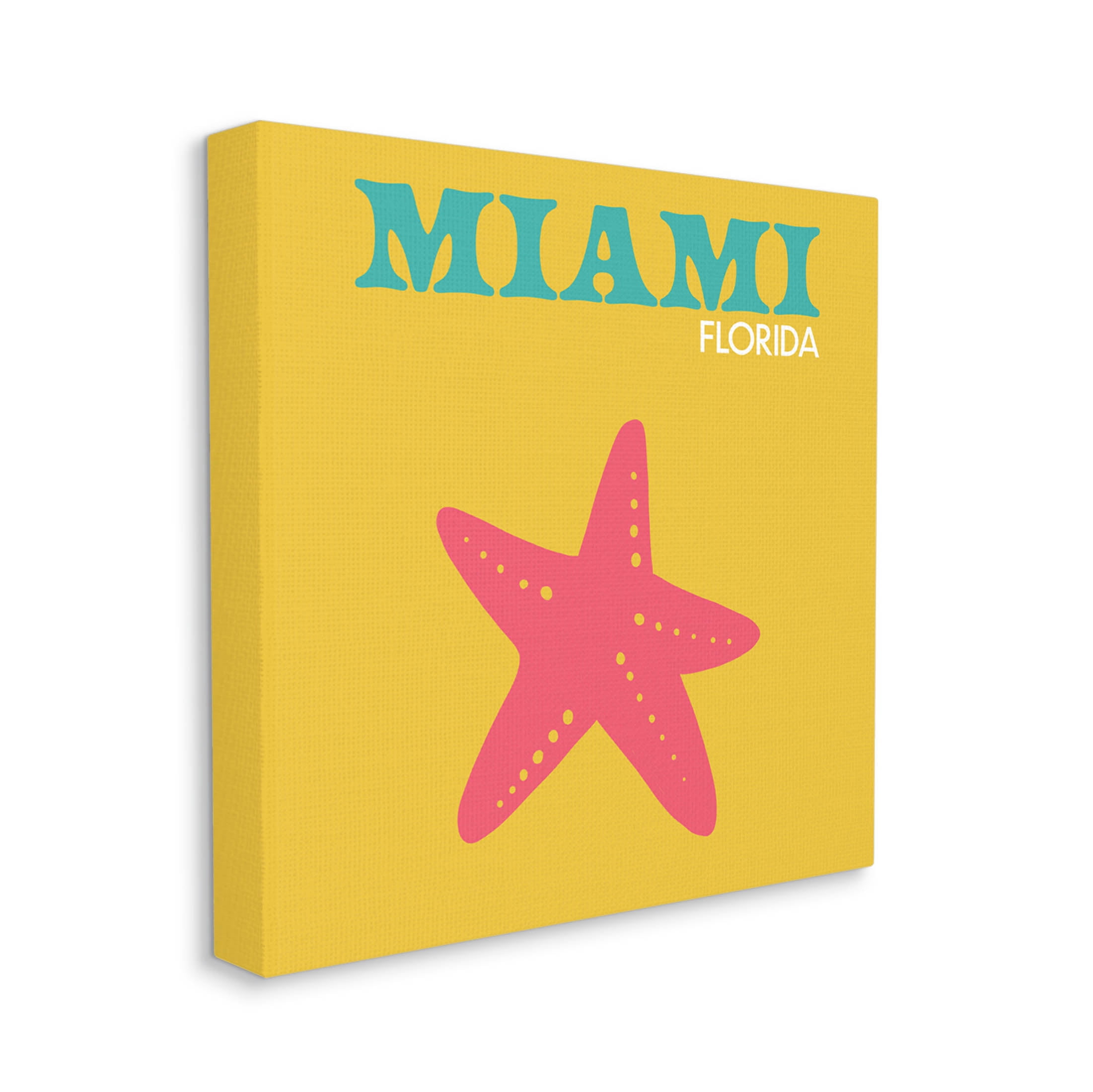 Stupell Industries Vivid Miami Starfish Silhouette Graphic Art Gallery Wrapped Canvas Print Wall Art, Design by The Saturday Evening Post