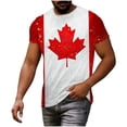 thumbnail image 3 of Yertdoel Men T-shirts Crew Neck Short Sleeve Canada Day Maple Leaf Print Shirts Soft Comfortable Breathable Hawaiian Beach Vacation Summer Outdoor Casual Tops, 3 of 9