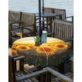 thumbnail image 2 of Fsddascl Sunflower Farmhouse Outdoor Tablecloth - 60 Inch Round Dining Table Cover, Summer Watercolor Botanical Floral Waterproof Outdoor Table Cloth with Umbrella Hole & Zipper for Picnic/Patio, 2 of 7