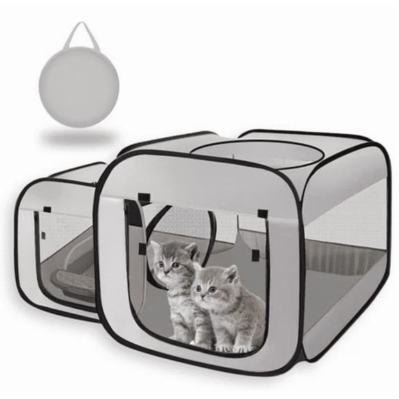 Large cat cage with independent area, portable cat fence, foldable pet tent for indoor and outdoor cats and dogs, dog toy fence