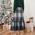thumbnail image 6 of Women Skirts Plaid Ruffled Maxi Skirt Holiday High Waist Long Skirt Ladies Versatile Pleated Skirt, 6 of 6