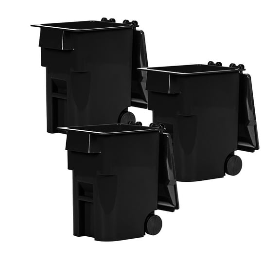 Set of 3 Mini Black Trash Cans With Lid & Wheels for WWE & AEW Wrestling Figures