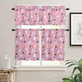 thumbnail image 2 of Merry Christmas Kitchen Curtains and Valances Set, Pink Scarf Snowman Snowflake Rod Pocket Window Valance 18 Inch Window Curtain Panels for Living Room Bedroom Laundry, 27.5x24in, 3 Pieces, 2 of 7