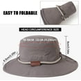 thumbnail image 3 of TAGVO Boonie Hat Fishing Hat, Foldable Cowboy Style Bucket Hat Sun Hat UV Protection Wide Brim Bucket Cap Adjustable Chin Strap Breathable Safari Hat Jungle Hat for Fishing Camping Hiking, Grey, 3 of 7