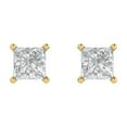 thumbnail image 3 of 14K Solid Gold Push Back Stud Earrings for Women | 1 cttw Princess Cut Moissanite | Yellow Gold, 3 of 5