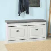 Haotian Hallway Shoe Storage Bench Cabinet with Flip-drawer & Cushion FSR64-W