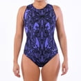 thumbnail image 2 of DOLFIN Women's Cascade Shelf Bra Moderate Lap Swimsuit, Blue, 8, 2 of 4
