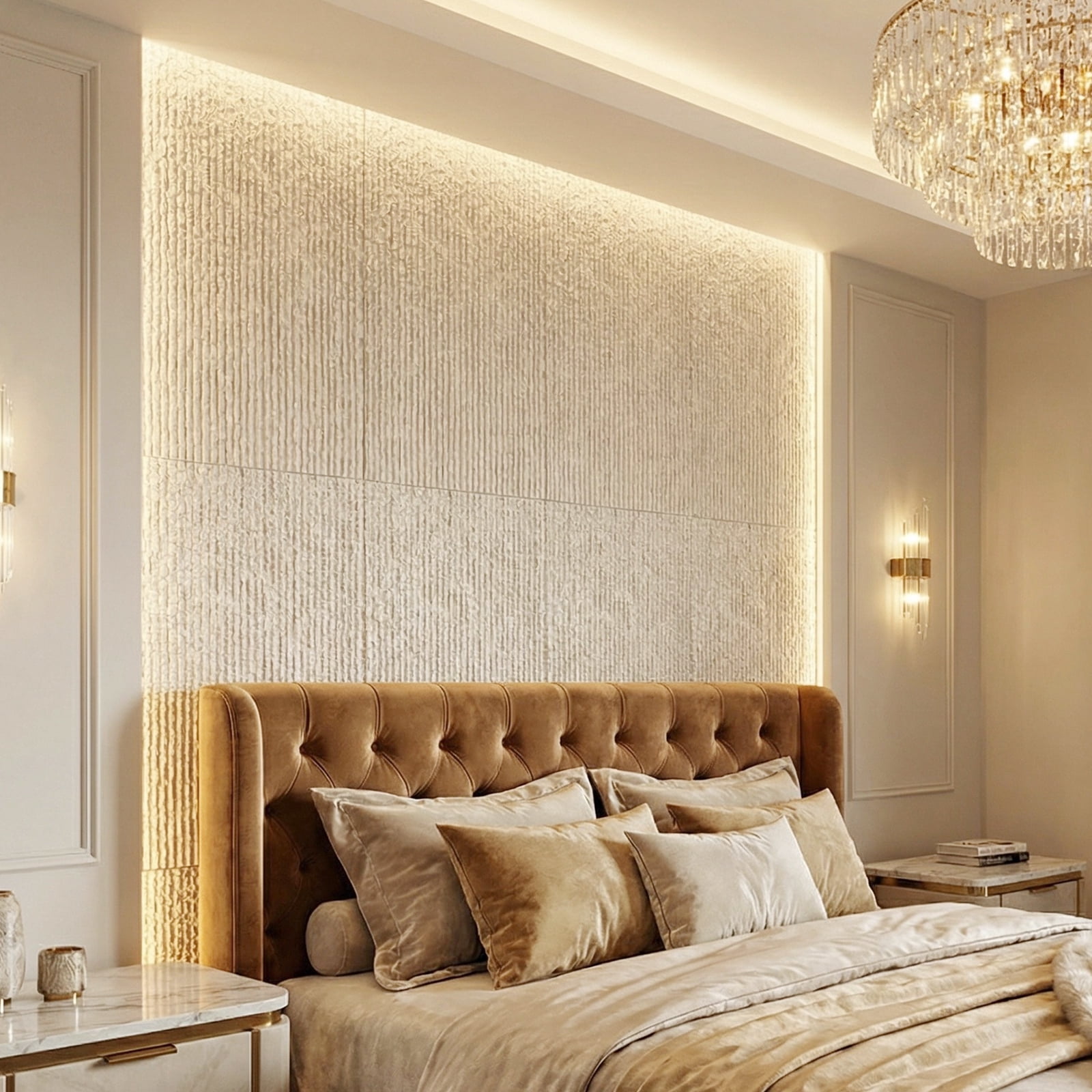 Easy4Home 4Pcs 48"x24" 3D Faux Stone Wall Panels Imitation Decorative Wall Tiles for Interior Wall Decor, Ivory White