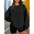 thumbnail image 4 of Women Oversized Sweatshirts Hoodie Fleece Crew Neck Long Sleeve Sweaters Comfy Fall Fashion Outfits Black M, 4 of 7