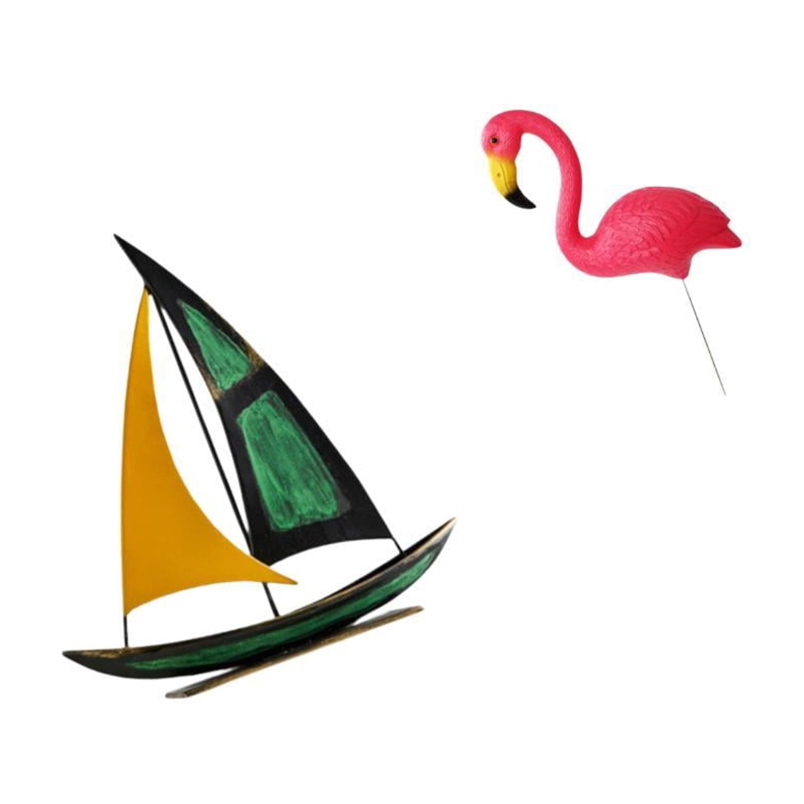 Dualoai Iron Sailboat Bird Sculpture Tabletop Ornament Feng Shui Decor Collection Decorative Figurine for Table Centerpiece Desk Bookshelf Yard Art Ornament Fairy Garden Accessories Flamingo