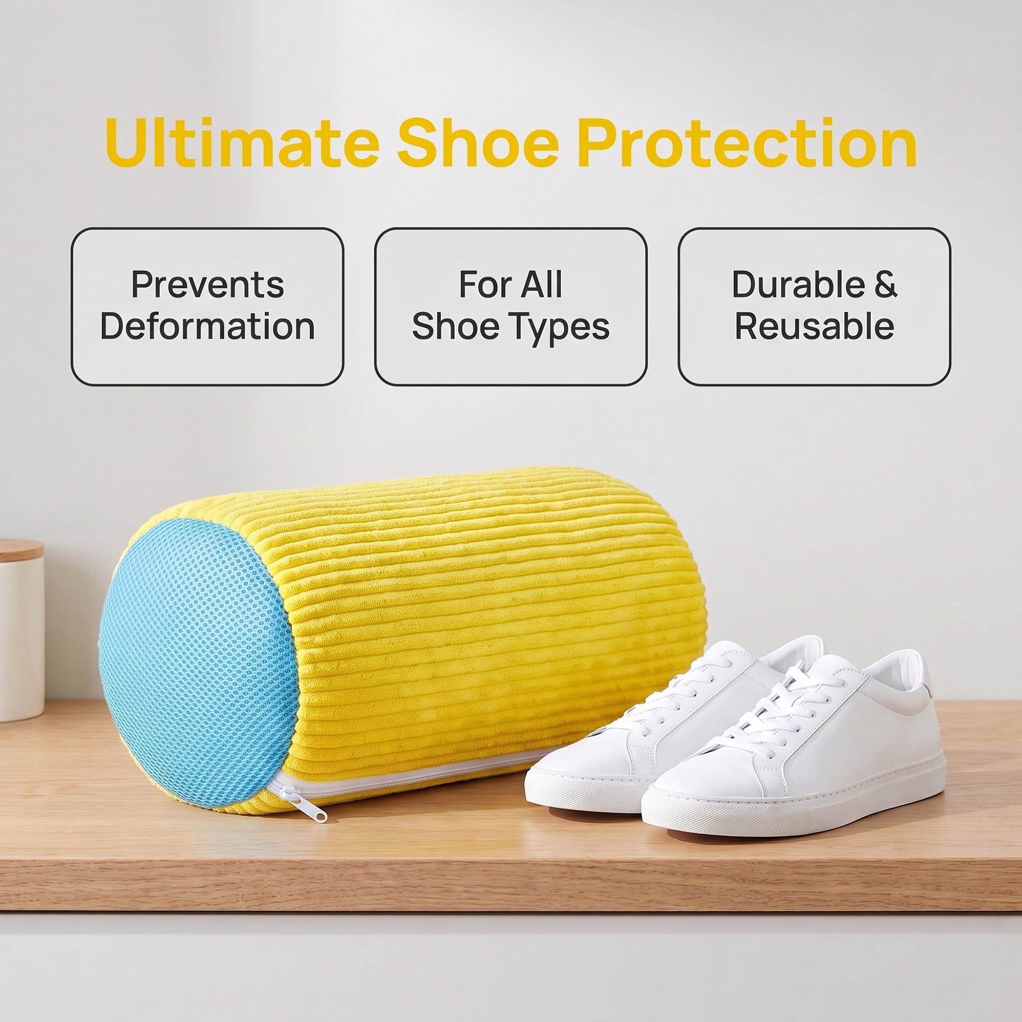 Unique Bargains 2Pcs Shoe Bag Zippered Shoe Protector Bag Yellow A 15.7" x 23.6"
