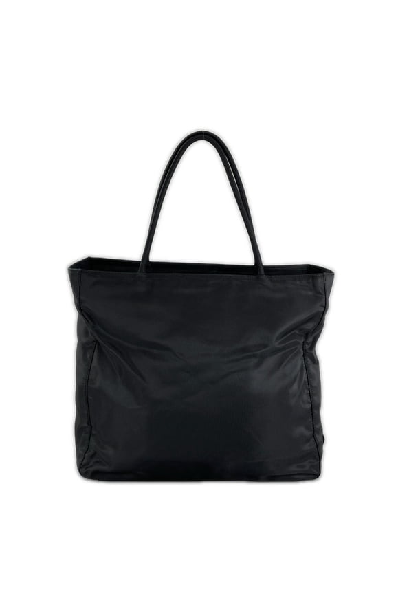 Pre-Owned PRADA Triangle Logo Tote Bag, Nylon, Black, Women's