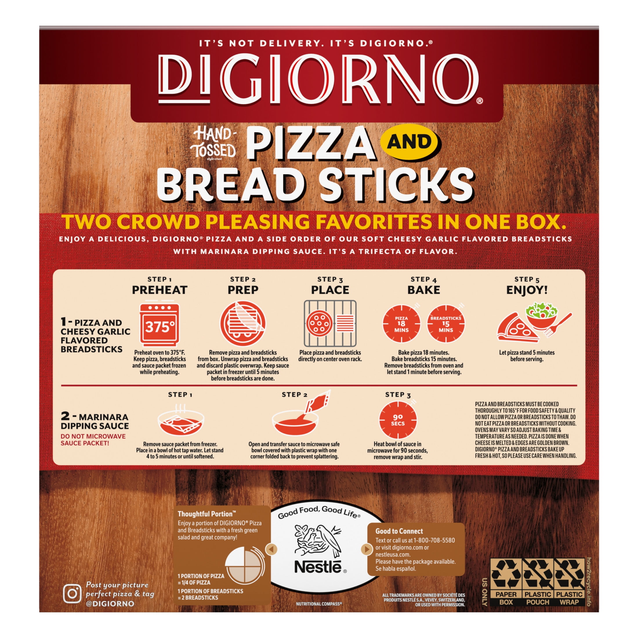 DiGiorno Frozen Pizza, Pepperoni Pizza and Cheese Breadsticks Snacks Dinner Kit, 31.2 oz (Frozen)