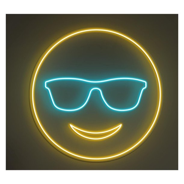 Letrero De Neón LED Con Gafas Sol Y Cara Sonriente, Emoji Feliz, Decoración Pared Para Habitación Infantil, Dormitorio, Guardería 40cm