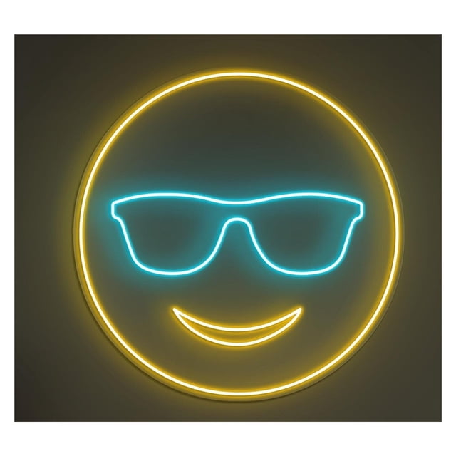 Letrero De Neón LED Con Gafas Sol Y Cara Sonriente, Emoji Feliz, Decoración Pared Para Habitación Infantil, Dormitorio, Guardería 40cm