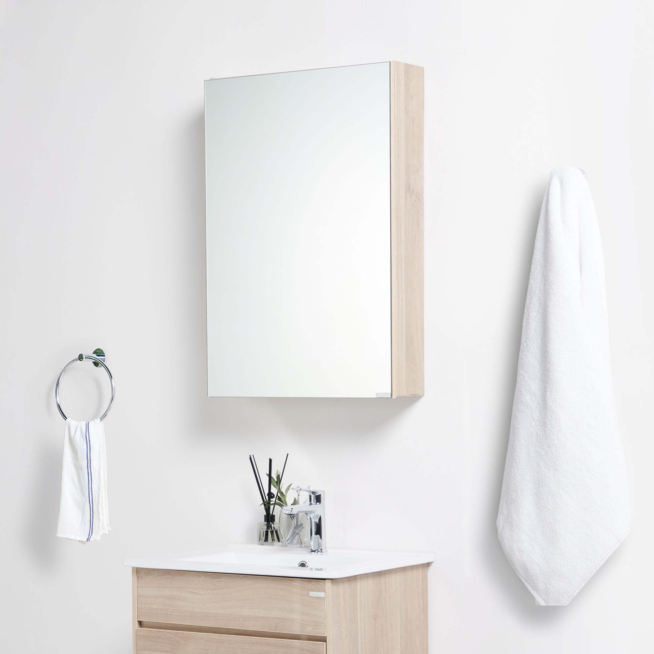 LUXE Bidet Zeno Bathroom Vanity, Medicine Cabinet, Sink, Wooden Finish