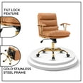 thumbnail image 3 of LeisureMod Regina Modern Padded Leather Adjustable Executive Office Chair with Tilt & 360-Degree Swivel – Brown – Ergonomic High-Back Desk Chair for Home and Office Comfort, 3 of 12