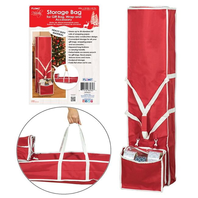 DDI 2319926 Christmas Wrapping Paper & Ribbon Storage Bag, Red & Green ...