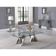 thumbnail image 2 of Geometric Clear Glass Coffee + End + Console Set with Silver Stainless Steel, 2 of 2