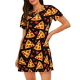 thumbnail image 1 of Balery Cartoon Pizza Camisón de manga corta con cuello redondo para mujer, cómodo y elegante., 1 of 6