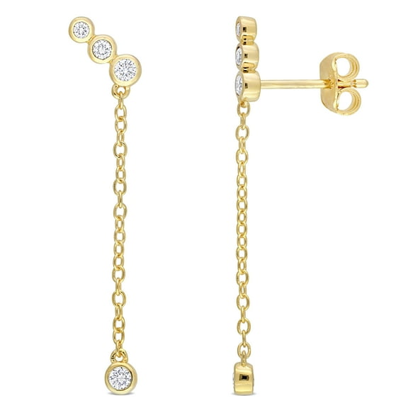 Created Forever Women's 1/5 Carat T.G.W. Lab Created Diamond 18kt Yellow Gold Plated Dangle Earrings