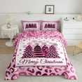 thumbnail image 2 of Manfei Christmas Tree 2pcs Bedding Comforter Set,Black Pink Twin Comforter Sets,Animal Print Breathable Bedding Set,Super Cozy Xmas Room Decor,Reversible, 2 of 8