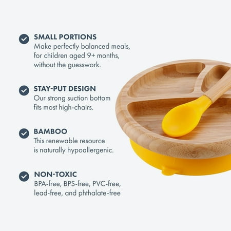 Baby Divided Plate   Spoon | Bamboo & Silicone