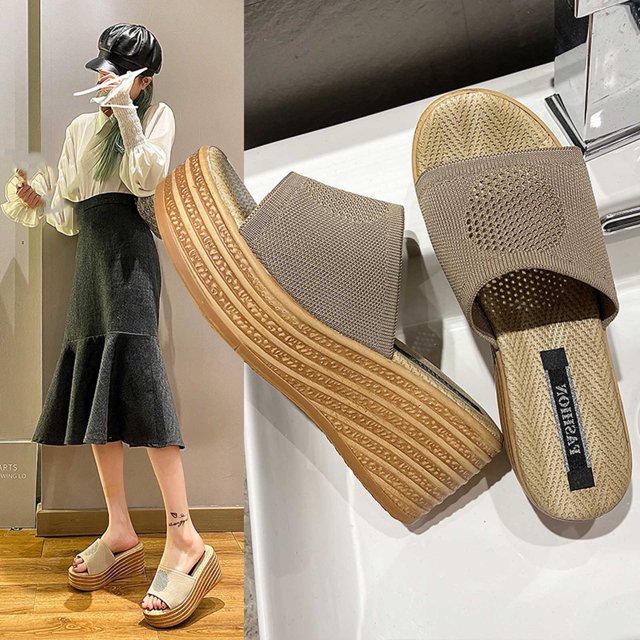 Sandalias de moda para mujer, zapatillas casuales de suela gruesa para personas de verano perezosas Wmkox8yii hj789