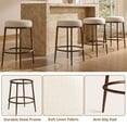 thumbnail image 4 of Morden Fort Hand-Hammered Metal Backless Counter Height Bar Stools Set of 2, Upholstered Cushion Bar Chairs, Compact Stools Set for Kitchen Island, Adjustable Footrests, Bronze, 4 of 9