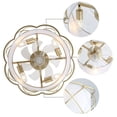 thumbnail image 5 of Sofucor 20" Gold Caged Ceiling Fan with Light, Fabric Shade, Quiet DC Motor, 6-Speed Remote Control, Reversible, Timer, 2 Downrods, E26 Base (6 Bulbs Included), 5 of 10