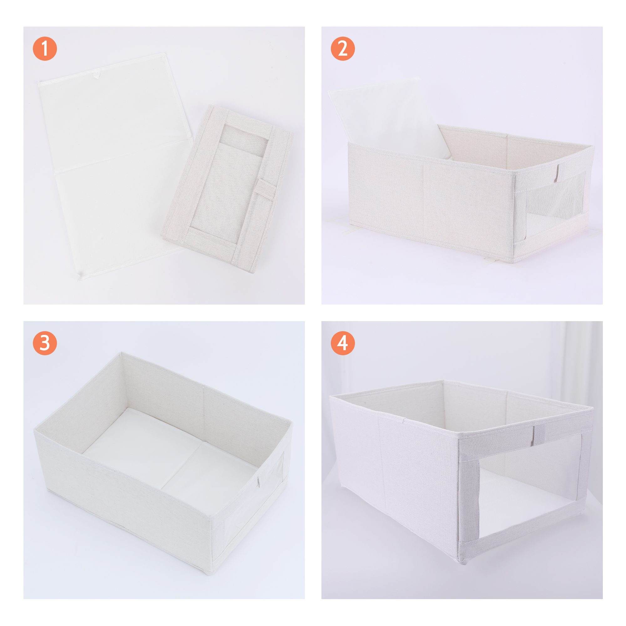 Unique Bargains Storage Cube Collapsible Storage Basket for Organizing Clothes 1pk Beige M