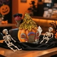 thumbnail image 5 of Colorful Light Up Halloween Village, 6.5"H Spooky Miniature Haunted House Decor, Resin Ghost Pumpkin Figurine Outdoor Fall Fairy Garden Statue, Indoor Tabletop Desk Mantel Decoration for Home, 5 of 7